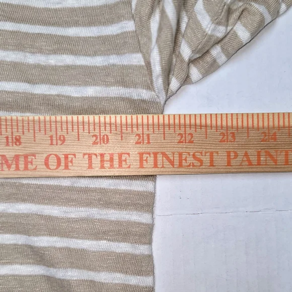 Faherty XL Striped Oceanside Linen V Neck T-Shirt short sleeve cropped slub knit - Picture 7 of 9